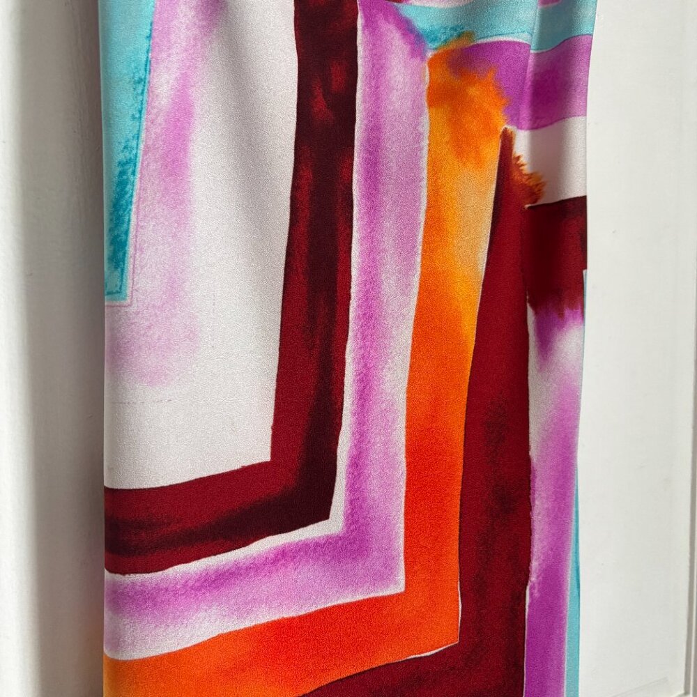 Veronica M Dress Colorful Midi Pink White Red Tropical Graphic Print Vacation XS - Picture 3 of 9